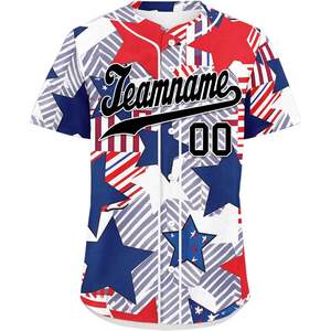 เสื้อเบสบอลธงชาติอเมริกันปรับแต่งได้สำหรับผู้ชายผู้หญิงเยาวชนเสื้อกีฬารักชาติพร้อมชื่อทีมและจำนวนส่วนบุคคล - Product Image 5