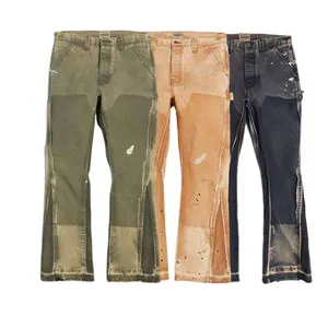 Custom Streetwear Baggy Denim Pants Vintage Custom empilhado flared jeans Homens Flared Calças jeans para homens