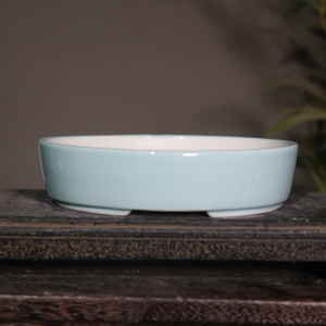 Pot à Bonsaï Ovale en Céramique, Petit Pot de Plante de Bureau, Pot en Porcelaine d'Argile Blanche pour Plantes Décoratives - Product Image 2