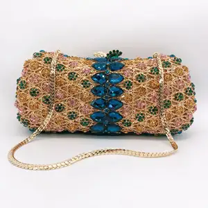 NEW Metal mesh hollow-out diamond-encrusted evening banquet bags for women rhinestone Stone clutch bag