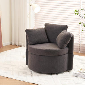 Fauteuil pivotant et de rangement moderne en tissu avec coussin de dossier pour salon, bureau à domicile et hôtel, gris foncé - Product Image 3