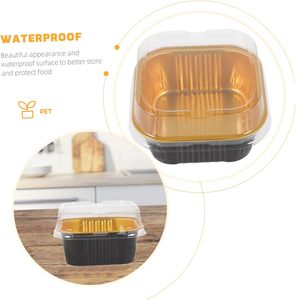 High Grade Microwavable Eco-Friendly Disposable Take Away Square Pudding Dessert Cake Aluminium <b>Foil</b> Cups 300ml Bakery Use - Product Image 5