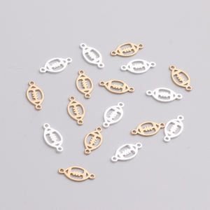 Mặt dây chuyền bóng bầu dục mạ vàng 14K, charm bóng bầu dục Mỹ, có hai vòng nối, dùng làm phụ kiện tự chế vòng cổ, vòng tay, đồ trang sức - Product Image 4