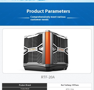 Refroidisseur d'air évaporatif RTFANS RTF-20/RTF-25 avec débit d'air de 20 000 m³/h, moteur AC, montage mural/au fenêtre, refroidisseur respectueux de l'environnement - Product Image 2