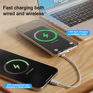 Batería Externa Magnética Ultra Delgada de 7.5mm, 5000mAh, 15W PD, <span class=keywords><strong>Carga</strong></span> Rápida de 20W, Mini Batería Portátil de Aleación de Aluminio Mate - Product Image 6