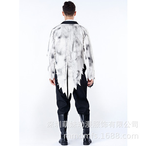 Costumes de couple de mariée fantôme pour adultes, tenues de cosplay d'Halloween, veste et pantalon pour homme, jupe et voile pour femme - Product Image 3