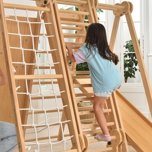 Juego de gimnasio multifuncional para niños de interior, Tobogán columpio para niños pequeños, marco de escalada de madera para escuelas Montessori, juego al aire libre - Product Image 5