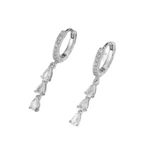 Pendientes de Aro Colgantes de Oro Laminado con Circonitas Cúbicas en Forma de Lágrima, Joyería Nupcial para Ella, Pendientes Colgantes Brillantes de Lágrima con Circonitas Cúbicas