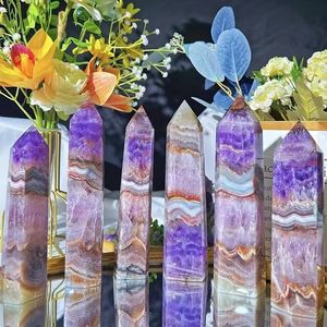 Torre de ágata amatista de alta calidad al por mayor, torre de ágata de encaje loco amatista pulida para decoración del hogar - Product Image 1