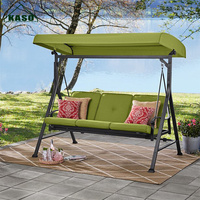 Fauteuil balançoire d'extérieur 3 places de luxe en rotin avec coussins et auvent