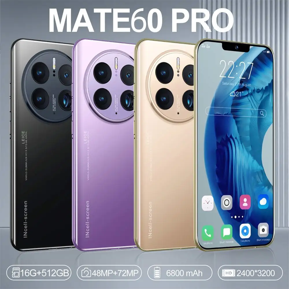 Mate60 pro max ponsel 2022 inci 4G 5G, ponsel pintar Android 7.3 versi Global 16GB + 1TB 12.0