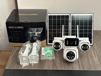 Caméra solaire AOV V360 4 objectifs 8MP 4G, zoom numérique 12X, détection humanoïde par IA, enregistrement 24h/24 et 7j/7, caméra de sécurité extérieure HE