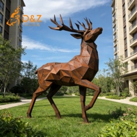 Sculpture de cerf géométrique abstraite sur mesure en acier corten de D&Z Art Group pour décoration d'art animalier en métal d'extérieur