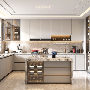 Meubles de cuisine modernes sur mesure, étanches, nouveau design, armoires murales et de base, origine Chine, emballés pour l'expédition. - Product Image 1