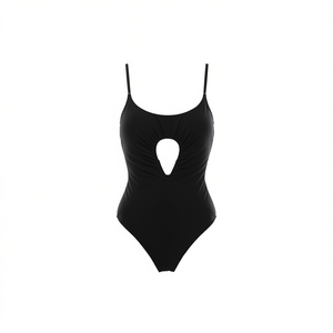 Costume da bagno intero HDJ a vita alta con controllo pancia, cut-out, tinta unita, monokini da donna, taglie 38 40 42 44, fantasia A B C - Product Image 4