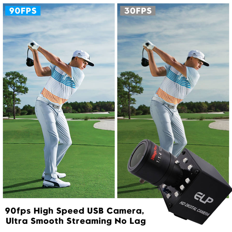 ELP Night Vision Color Global Shutter USB Webcam - 1080P 90fps