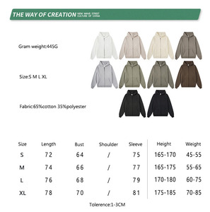 Sweat à capuche anti-rétrécissement 445 g/m² pour homme, couleur terre, avec fermeture éclair brodée, coupe ample et sportive - Product Image 2