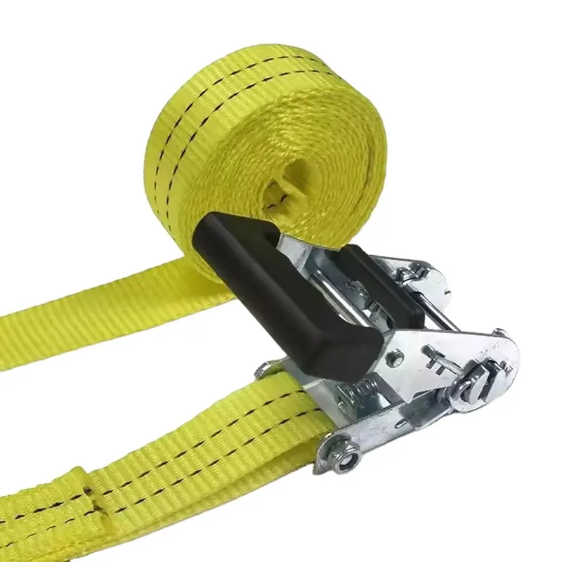 1.5Inch 2T X 5M Ratchet Tie Xuống Dây Đeo Với Cao Su Xử Lý Tùy Chỉnh Polyester Lashing Dây Đeo S Móc Cho Hàng Hóa Điều Khiển 38Mm Kích Thước