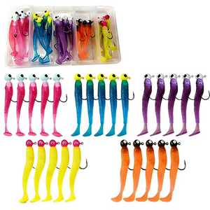 ชุดเหยื่อปลอมแบบนิ่ม 5 สีใหม่ พร้อมหัวจิ๊ก PVC สำหรับตก<span class=keywords><strong>ปลา</strong></span><span class=keywords><strong>คา</strong></span><span class=keywords><strong>ร์</strong></span>พและ<span class=keywords><strong>ปลา</strong></span>กะพงในน้ำจืด และเหยื่อตกปลาพลาสติกสำหรับน้ำเค็ม - Product Image 1