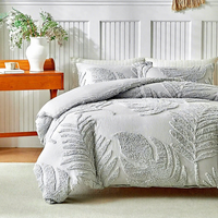 Parure de lit et taies d'oreiller en chenille 100 % coton brodée jacquard motif feuille, taille King, blanche – Choix esthétique américain