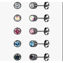 Cinq paires de boucles d'oreilles noires, 0,8*11*5MM