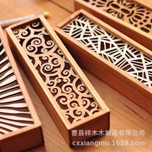 Wooden <b>Box</b> Rectangle 2.5cm High Engraved Hollow Office Organizer Desktop <b>Storage</b> <b>Drawer</b> Organizer - Product Image 2