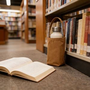 Bolsa de Mano Tipo Tote de Lona Blanca para Boda con Portavasos, Bolsa de Compras con Logotipo Personalizado - Product Image 3