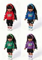 Vêtements pour poupée noire de 18 pouces personnalisés, qualité supérieure, tenue décontractée avec sweat à capuche graffiti, bandeau et baskets, unisexe