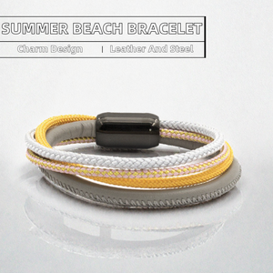 Pulsera de Cuero Trenzado con Dijes, Brazalete Magnético Enrollable, Regalo de Verano para Aniversario o Graduación, CALIDAD - Product Image 2