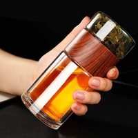 Gobelet à thé en verre transparent à double paroi durable à haute teneur en borosilicate avec couvercle infuseur tasses pour père patron noël