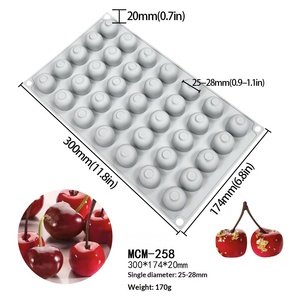 Moule en silicone 35 cavités pour dessert mousse cerise et chocolat, écologique, résistant au four, outil de pâtisserie en stock, marque <span class=keywords><strong>ZGH</strong></span>, modèle transfrontalier - Product Image 6