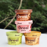 Grands pots à glace personnalisés avec logo, biodégradables, en matériaux recyclés, contenants à emporter, coupes à gelato, vente en gros avec couvercles