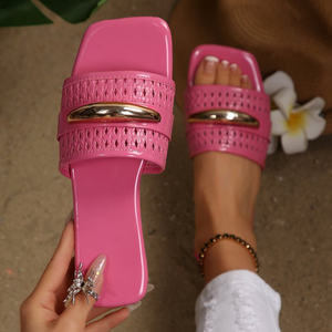 X61 Popolari <span class=keywords><strong>Sandali</strong></span> Xiaoxiang Estivi alla Moda Versatili con Fibbia Metallica <span class=keywords><strong>Sandali</strong></span> Piatti all'Ingrosso Scarpe da Donna in Taglie Grandi - Product Image 2