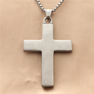 Collier avec pendentif croix en acier inoxydable pour homme, design géométrique rétro punk, bijoux tendance - Product Image 2