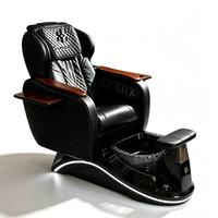 Fauteuil de pédicure électrique vibrant réglable marron avec lampe LED, pulvérisation, cuir PU, drainage automatique pour salon de manucure et spa