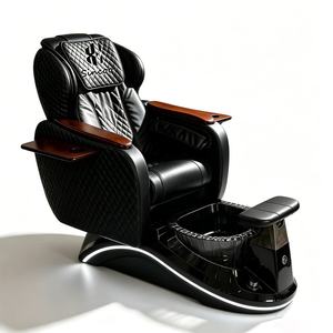 Sillón de Pedicura Eléctrico Ajustable Marrón con Función de Pulverización, Cuero/Cuero Sintético, Drenaje Automático para Salón de Uñas y Spa - Product Image 5