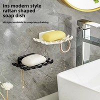 Haut de gamme sans poinçon égouttoir en plastique salle de bain support de rangement mural porte-savon en rotin pas d'accumulation d'eau maison chambre