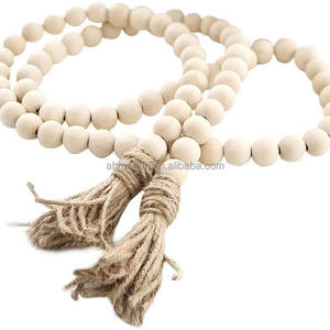 Accessoires de bijoux faits à la main, décorations d'intérieur, ornements, corde de chanvre de couleur <span class=keywords><strong>bois</strong></span> nordique, pompon, perles en <span class=keywords><strong>bois</strong></span>, suspension DIY - Product Image 2