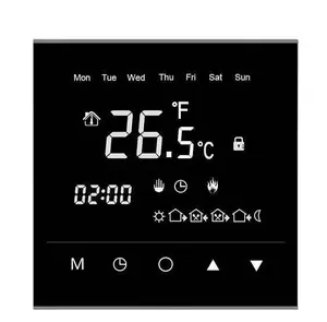 Akıllı beyaz veya siyah camlı odası sıcaklığı kontrolü wifi termostatı yerden ısıtma için