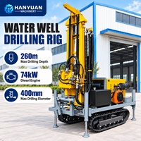 Foreuse de Puits d’Eau sur Chenilles 260m 74kW Diesel Boue et Air Machine de Forage de Puits d’Eau Vente Directe Usine
