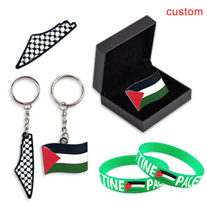 Venta al por mayor muestra gratuita personalizada metal tinte color Palestina mapa bandera llavero llaveros - Product Image 5