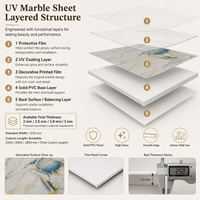 Panneau mural décoratif en PVC brillant MORLENX, imitation marbre UV, agate noir, gris et or, pour hôtels et villas de luxe