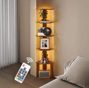 Vitrina de Esquina de 6 Niveles con LED, Estantes de Acrílico con Puertas, Vitrina para Curiosidades y Exhibición de Figuras y Artículos de Vanidad - Product Image 1