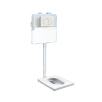 Cuvette de toilettes moderne blanche en PEHD avec réservoir encastré, double chasse, raccords écologiques, kit siphon, bouton poussoir, cuvette à la turque, réservoir dissimulé 5