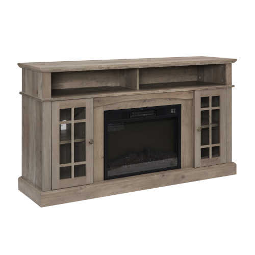 Modern Entertainment Console Classic TV Media Stand 65 Open/Closed Storage Space 23 Fireplace Inset 58.25 FCJ Gray Wash Panel
