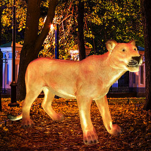 Momovalley Grand <span class=keywords><strong>Lion</strong></span> D'or LED Motif Extérieur Jardin Lampadaire Moderne Chinois Sculpture Conception pour Paysage De Noël - Product Image 2