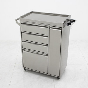 Chariot de salon moderne en acier inoxydable robuste à 4 tiroirs avec porte-gobelets pour salon de coiffure - Product Image 1