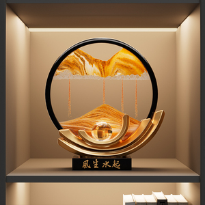 Ornement Feng Shui Peinture de Sable Flottant, Base Dorée, Boule de Cristal, Sablier 3D, Cadeau pour Meuble TV de Salon - Product Image 1