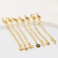 10 pièces/sac Chaîne d'extension plaquée or 14/18 carats de différentes formes avec fermoirs mousquetons pour la fabrication de colliers et de bijoux DIY