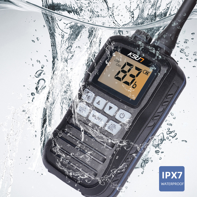 KSUN P25 IPX7 Handheld Walkie Talkie VHF Waterproof NOAA Weather Channels Marine Two Way Radio Floating Boat Transceiver